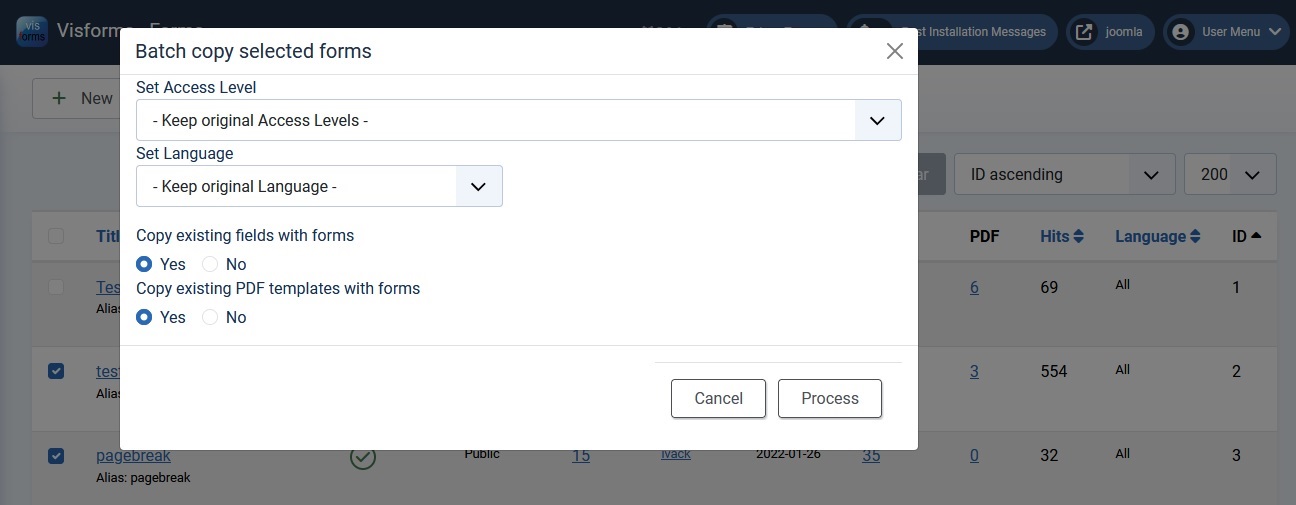 Batch processing settings