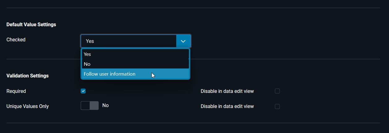 Setting the 'Follow User Information' Option Setting the 'Follow User Information' Option