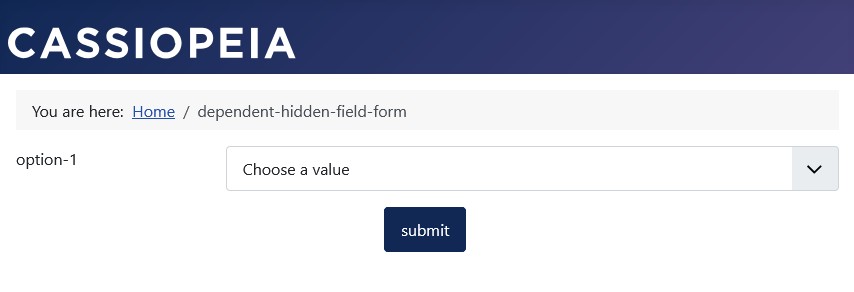 A conditional listbox field 'option-2' should only be displayed when a specific selection is made in the listbox field 'option-1'.