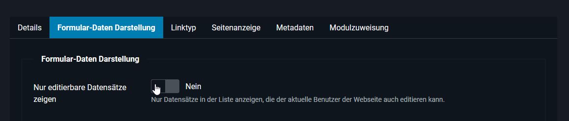 Menü-Konfiguration: Alle Datensätze anzeigen. Menü-Konfiguration: Alle Datensätze anzeigen.