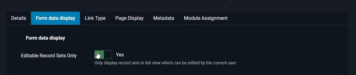 Menu configuration: Show only editable records. Menu configuration: Show only editable records.