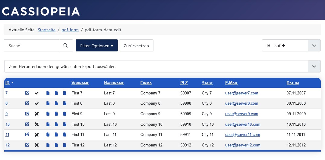 Datenansicht im Frontend: Nur editierbare Datensätze und Zugriffsrecht eigene Daten editieren. Datenansicht im Frontend: Nur editierbare Datensätze und Zugriffsrecht eigene Daten editieren.