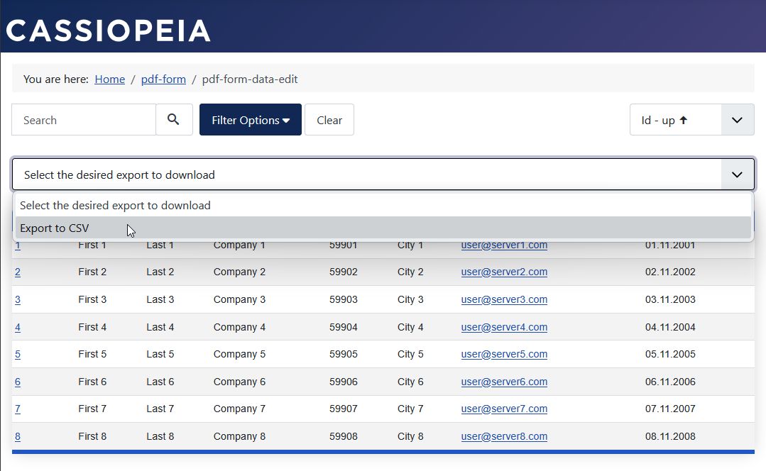 Data view in the frontend: CSV export access right. Data view in the frontend: CSV export access right.