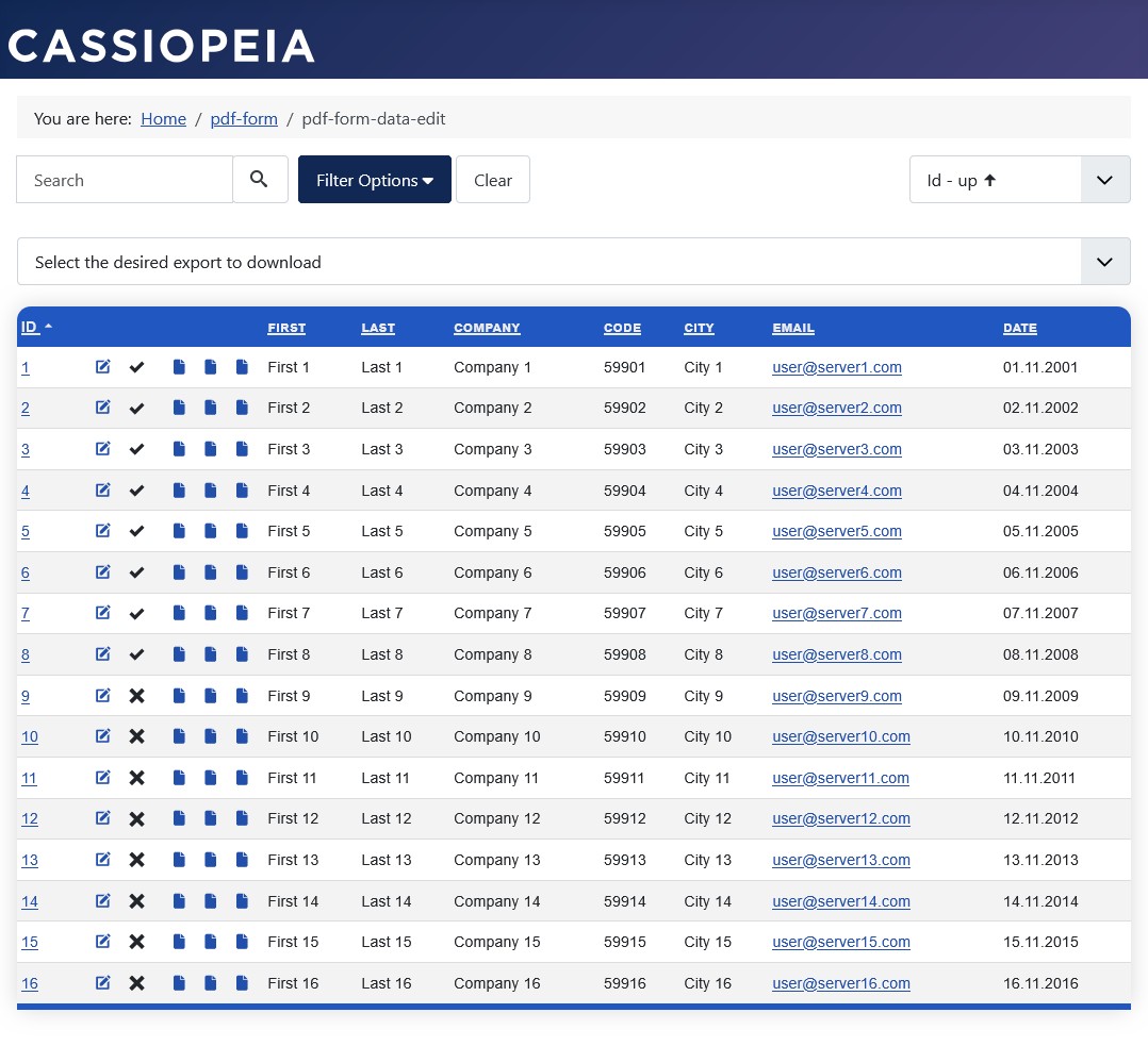 Data view in the frontend: Access right to edit all data. Data view in the frontend: Access right to edit all data.