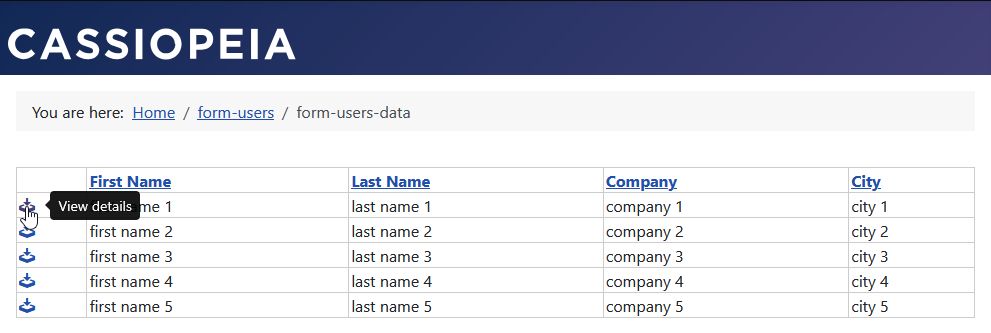 The detail view is opened on the left side of the data list by clicking on the configurable detail view icon. The detail view is opened on the left side of the data list by clicking on the configurable detail view icon.