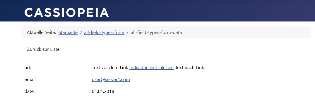 Individual link texts in the frontend