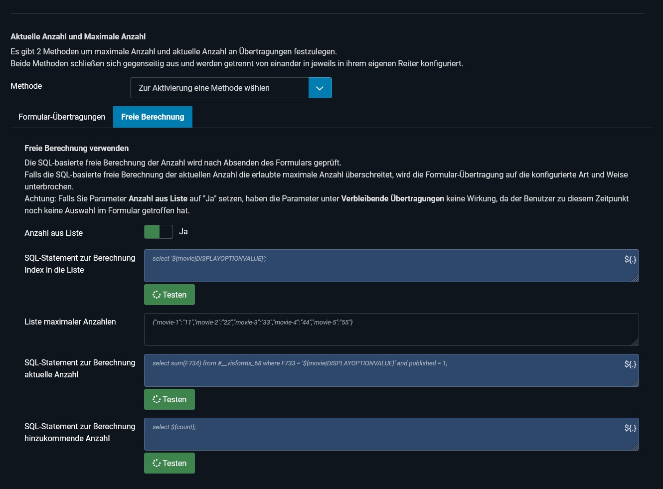 Formularkonfiguration