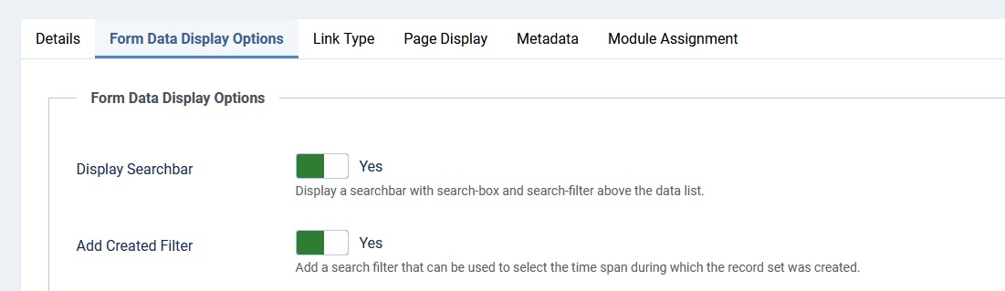 Menu option search filter