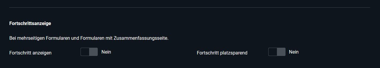 Formular-Konfiguration ohne Fortschrittsanzeige Formular-Konfiguration ohne Fortschrittsanzeige