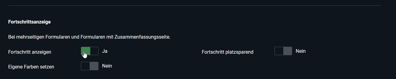 Formular-Konfiguration mit Fortschrittsanzeige Formular-Konfiguration mit Fortschrittsanzeige