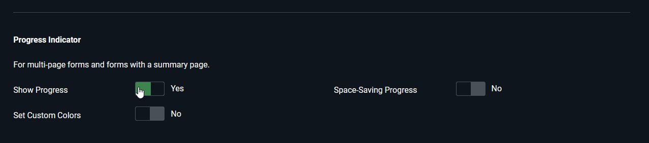 Form configuration with progress indicator Form configuration with progress indicator