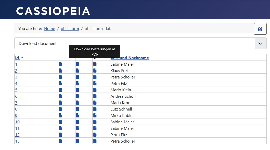 PDF templates for individual data records