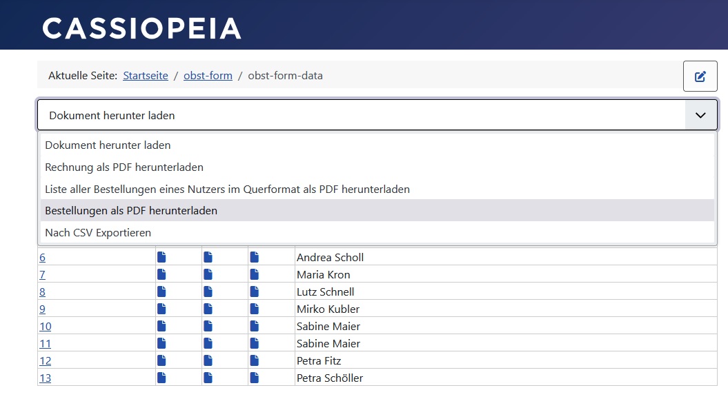 PDF-Templates für Liste