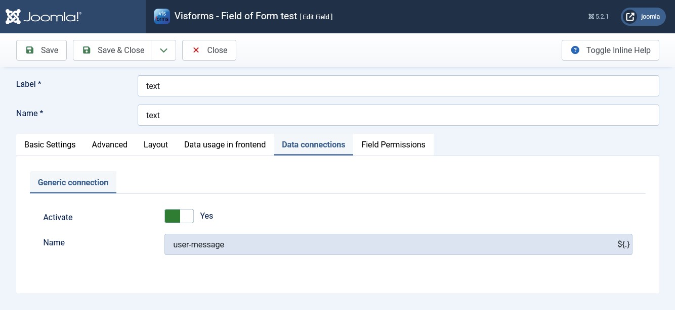 Settings in the field configuration