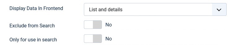 Searchability and visibility of the field