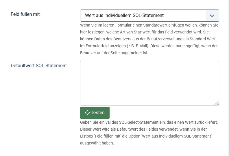 SQL-Statement für den einmaligen Default-Wert