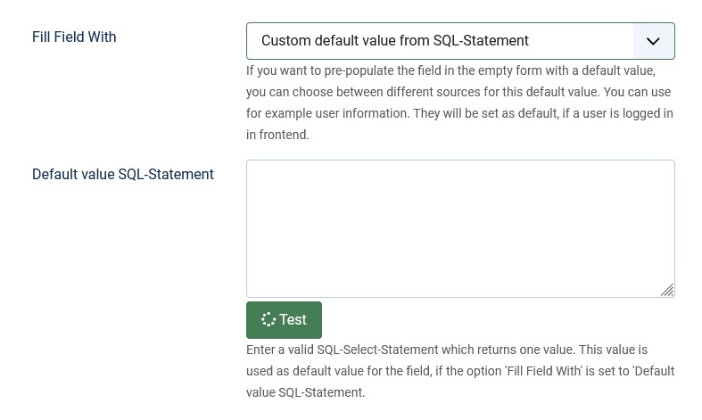 SQL statement for the one-time default value