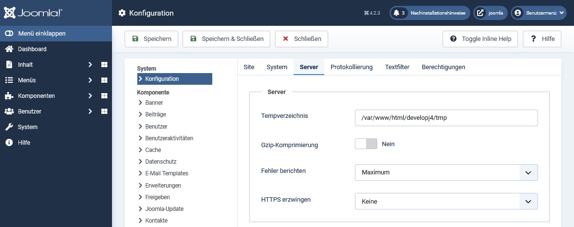 Der temporären Ordner Ihrer Joomla-Instanz