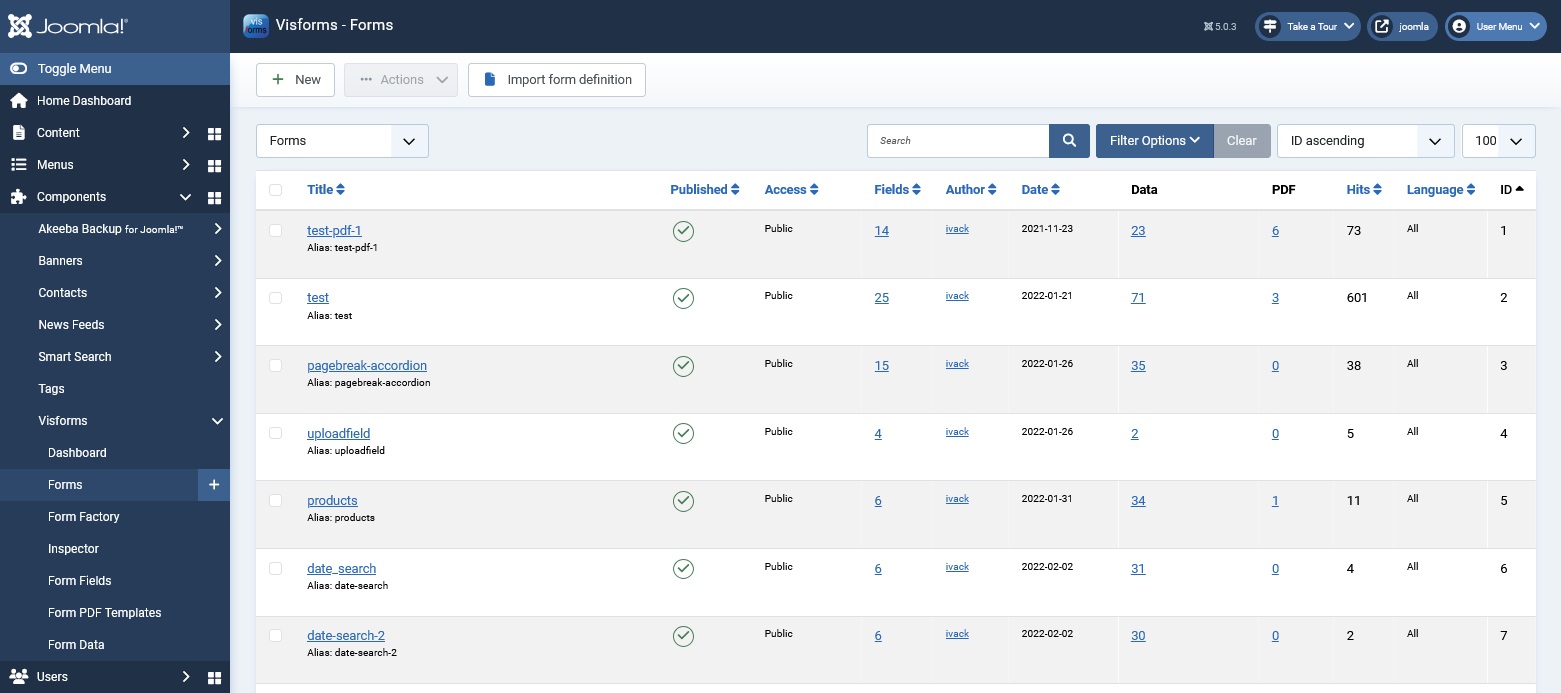 Navigation with the form list