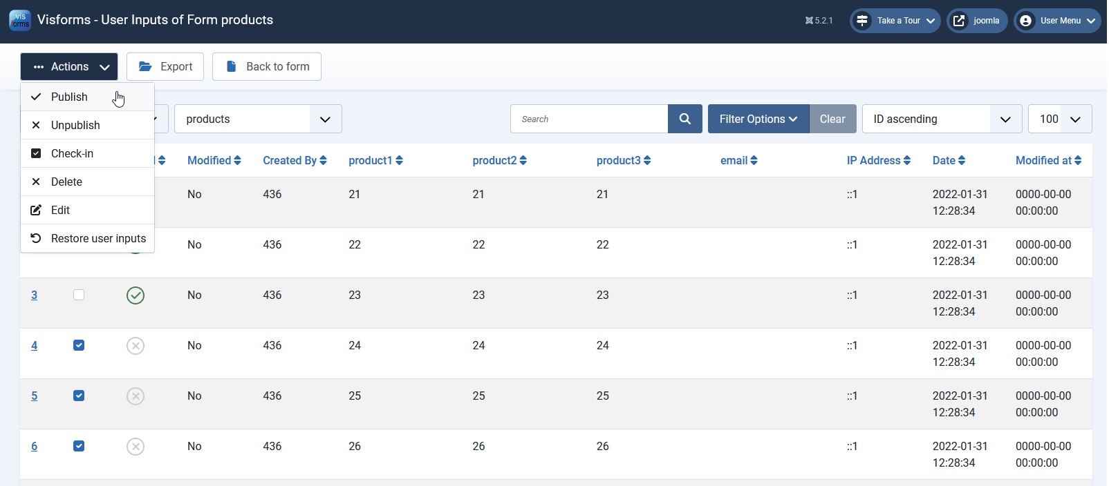 Publish multiple data records