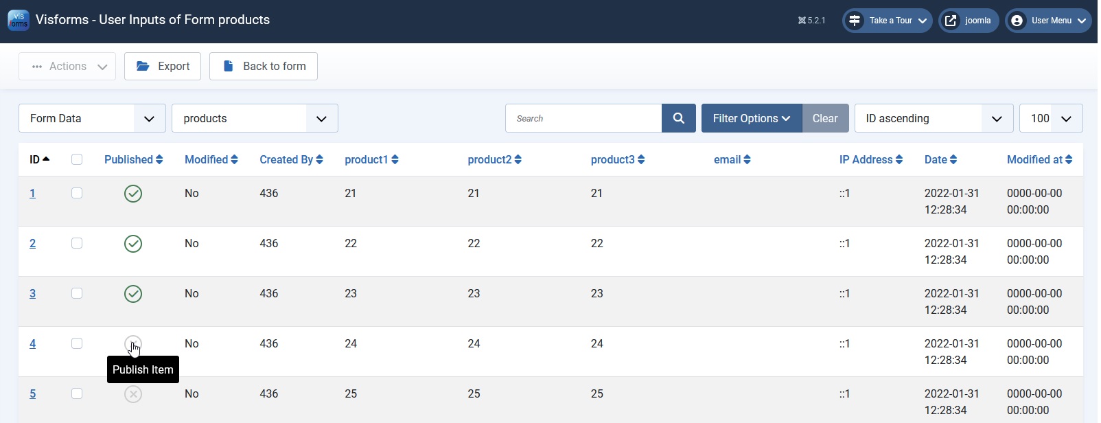 Publish a single data record