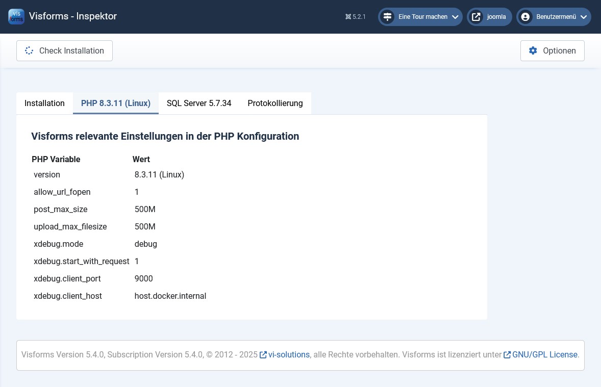 Anzeige PHP-Version und Variablen