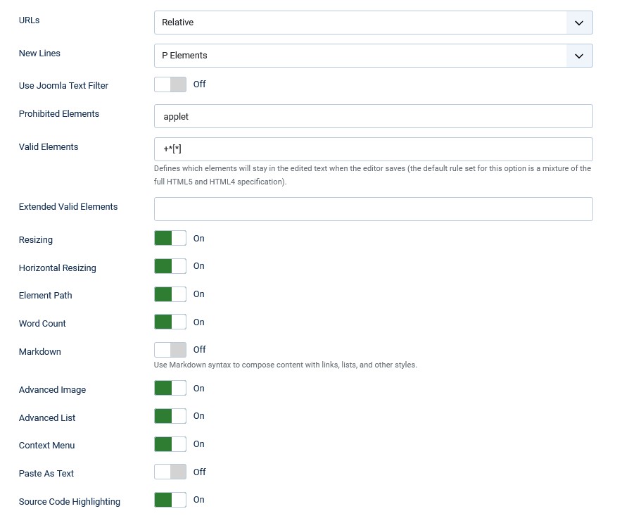 TinyMCE Configuration: Set parameter