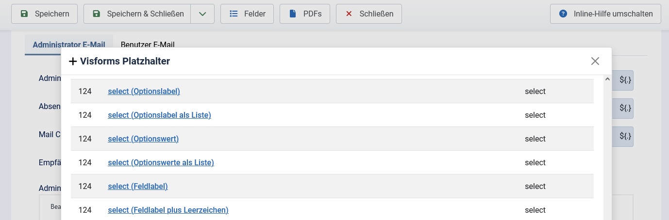 Platzhalter für Feld-Typ 'Listbox'