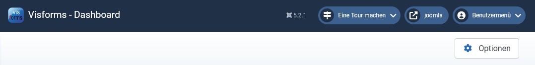 Visforms Dashboard >> Button 'Optionen'
