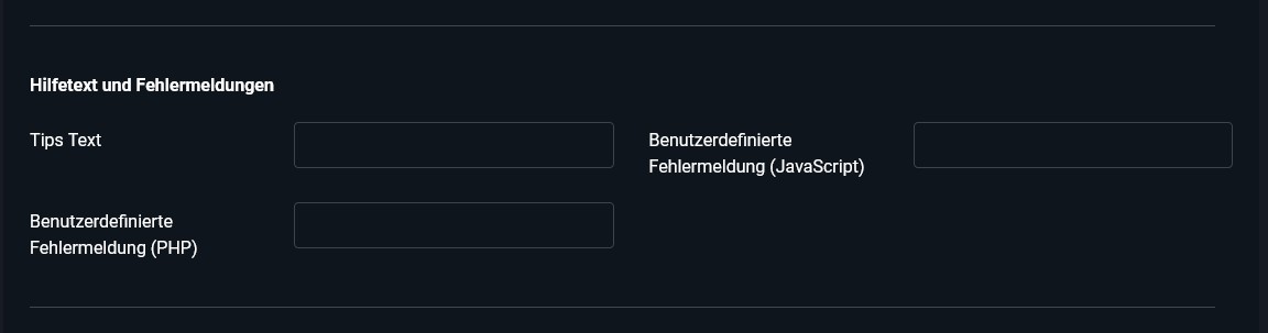Benutzerdefinierte Fehlermeldungen Benutzerdefinierte Fehlermeldungen